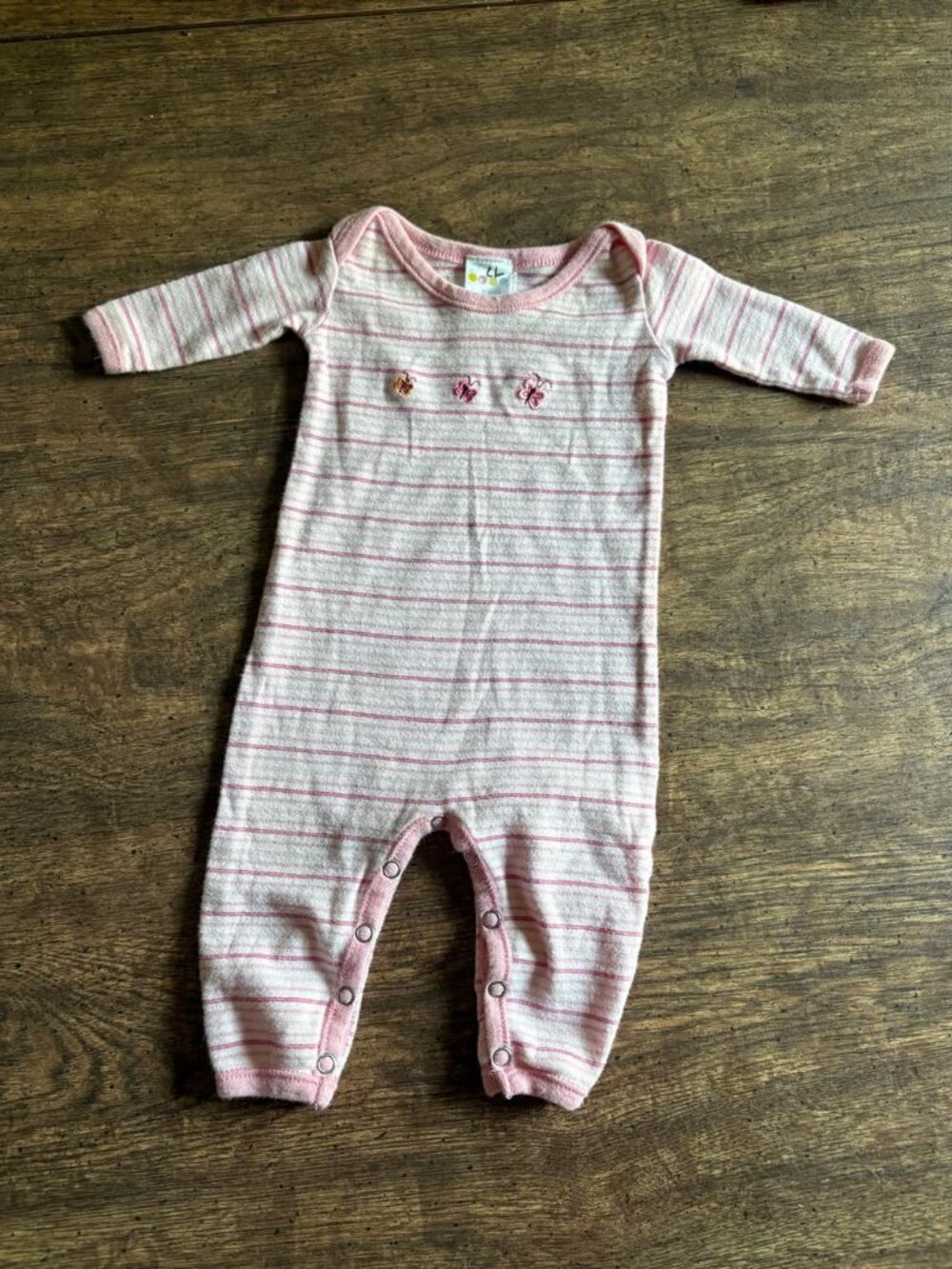 VINTAGE 1999 Gymboree 0-3 months striped embroidered pajamas